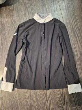 EUC Struck LS1 showshirt, size S, black/white